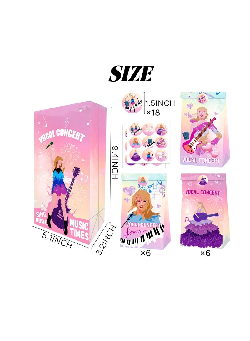 SYOSI 24 Pcs Gift Bags for Taylor, Party Candy Bags with 36 Stickers Included, Party Decorations, Birthday Party Bags, Singer Theme Birthday Party Supplies, Wedding Bridal Shower - Image 2