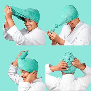 Noughty 97 Natural Microfiber Hair Towel Quickly Absorbs Moisture Quickdry Wrap Reduces Breakage Combats Frizz Green - Image 5