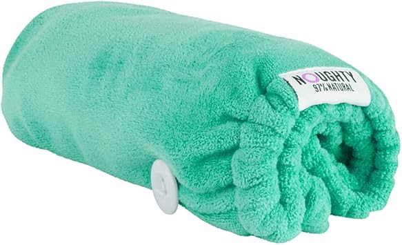 Noughty 97 Natural Microfiber Hair Towel Quickly Absorbs Moisture Quickdry Wrap Reduces Breakage Combats Frizz Green - Image 1