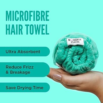 Noughty 97 Natural Microfiber Hair Towel Quickly Absorbs Moisture Quickdry Wrap Reduces Breakage Combats Frizz Green - Image 3