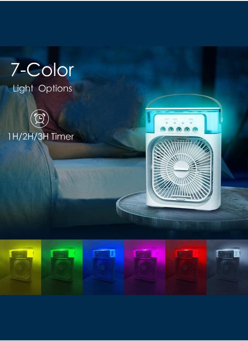 REFURA A fan, air humidifier, and diffuser. It contains 5 spray nozzles, a fan with 3 speeds, 7 LED lighting colors, an air freshener, and a water tank with a capacity of 600 ml.  - Image 3