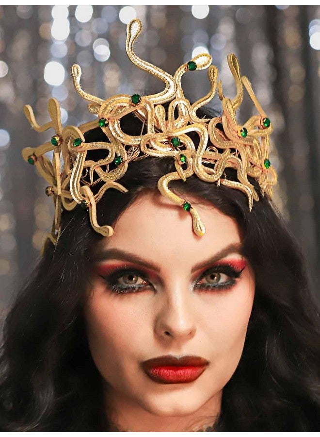 Yean Medusa Snake Headband Gold Snakes Greek Goddess Headdress Egyptian Tiara For Women - Image 3