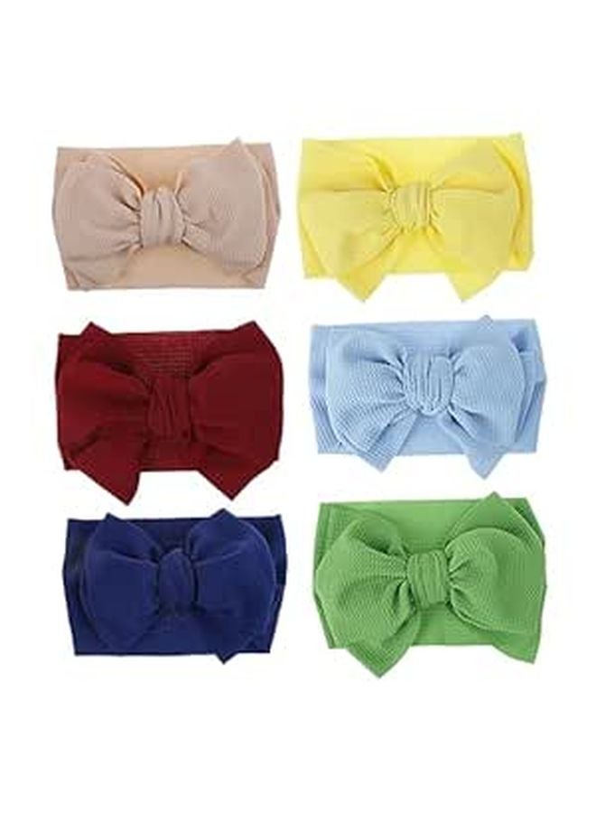 6Pcs Mixed Colors Bowknot Headbands Soft Stretchy Hair Accessories for Newborns Toddlers - Image 1