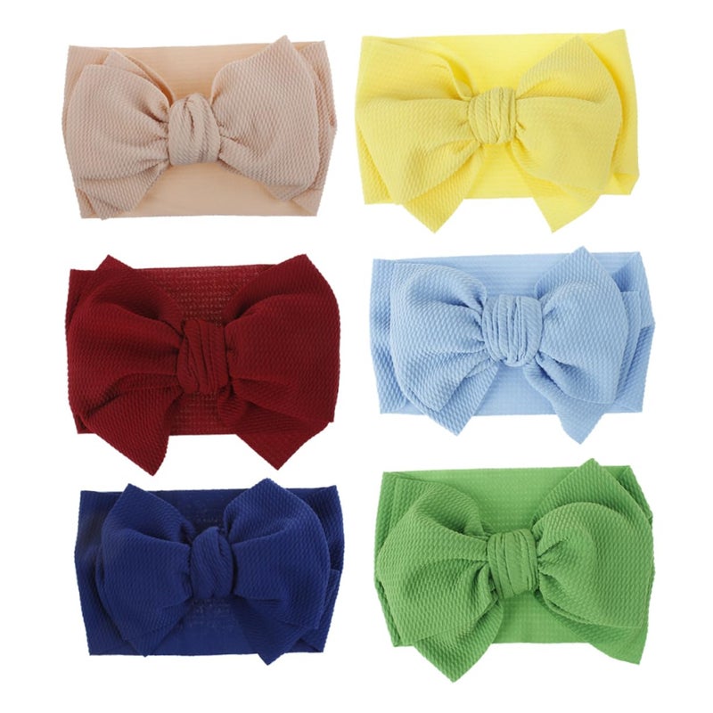 6Pcs Mixed Colors Bowknot Headbands Soft Stretchy Hair Accessories for Newborns Toddlers - Image 2
