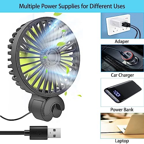 HASTHIP® USB Fan for Car Back Seat,Rotatable USB Fan with Cable,Headrest Mounted 5V Mini with 3 Speed Switch Controller for Baby Back Seat Passengers - Image 4
