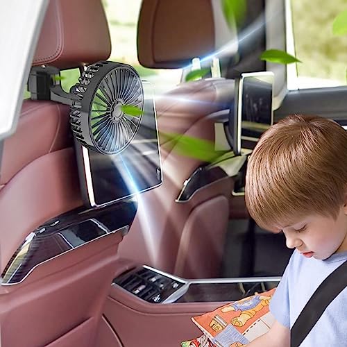HASTHIP® USB Fan for Car Back Seat,Rotatable USB Fan with Cable,Headrest Mounted 5V Mini with 3 Speed Switch Controller for Baby Back Seat Passengers - Image 1