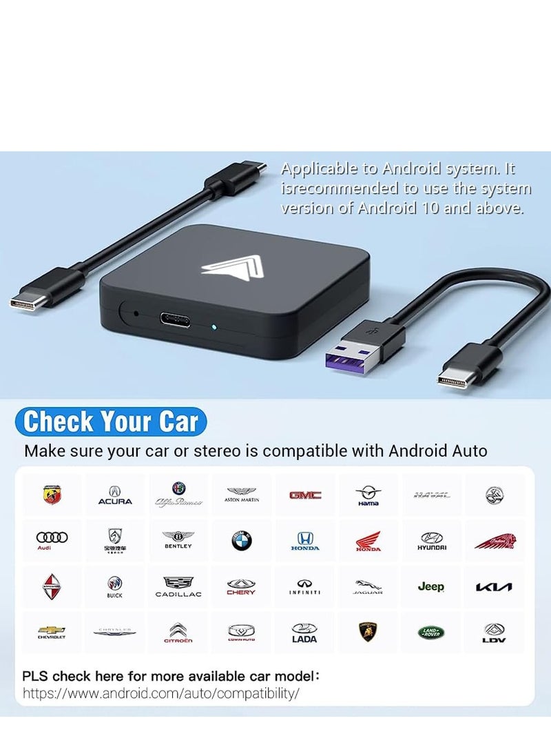 Generic - Wireless Android Auto Adapter for OEM Wired Cars - Convert Factory Wired to Wireless, Plug & Play, Supports USB & Type-C Interface, Black - Image 1
