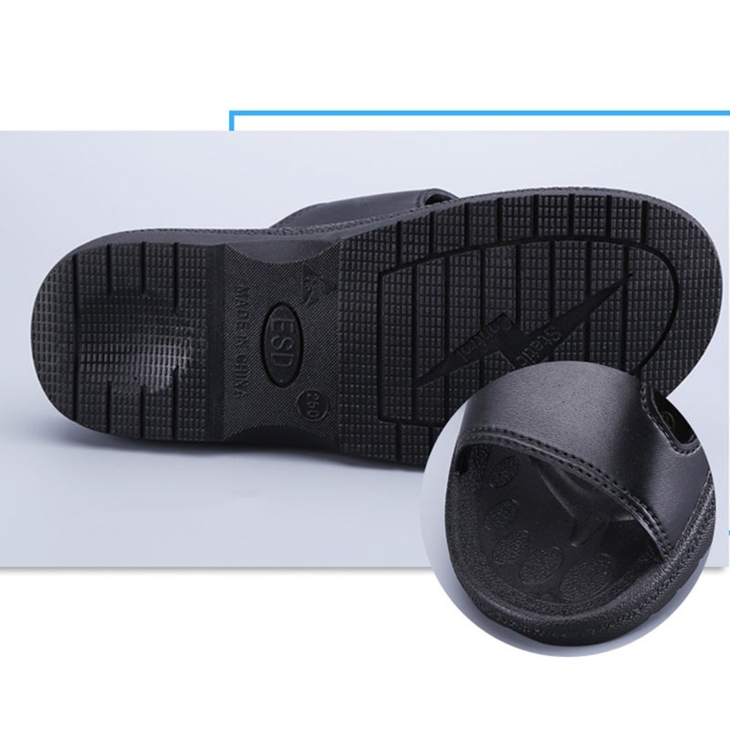 Anti-Static Slippers Clean Dust-Free Protective Slippers Clean Working Shoes Women(PU Bottom,38 Yards,Black) - Image 3
