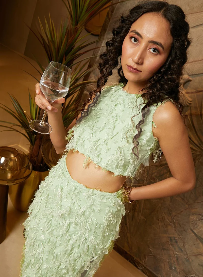 PINACOLADA Women's Sage Green Tassel Co-Ord Set