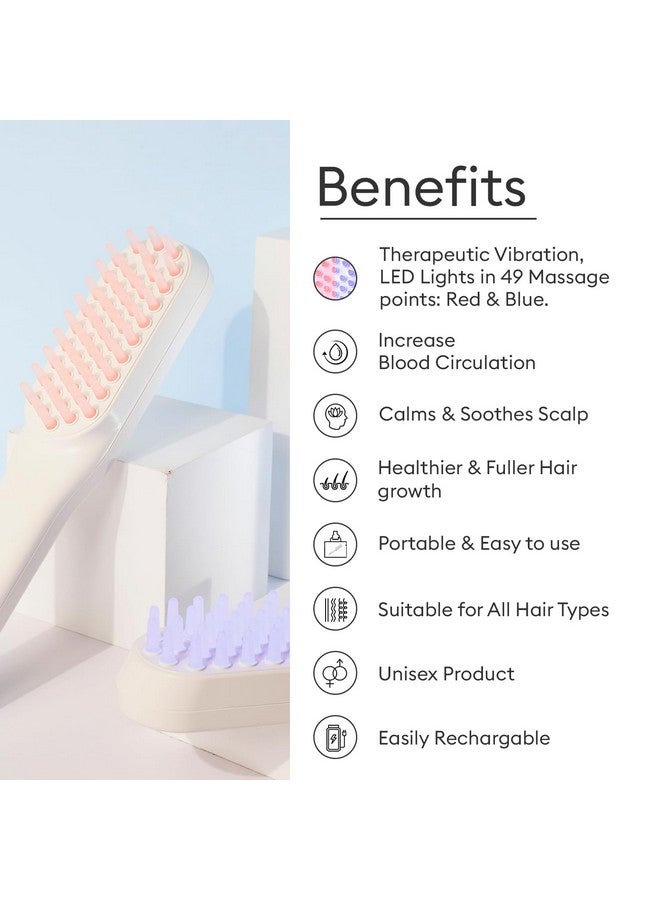 PROTOUCH LED Hair Therapy Comb with Red & Blue LED light scalp treatment & Vibration massage | Hair Fall control | Scalp Massage | Portable & Detangling | For Men & Women | All Hair Type - Image 2