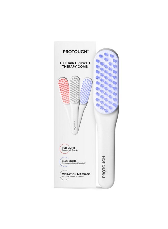 PROTOUCH LED Hair Therapy Comb with Red & Blue LED light scalp treatment & Vibration massage | Hair Fall control | Scalp Massage | Portable & Detangling | For Men & Women | All Hair Type - Image 1