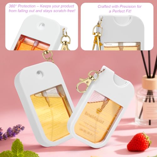 AIERSA Hand Sanitizer Spray Case Compatible with Touchland, Silicone Hand Sanitizer Case Holder with Keychain for Touch Land Mist 1FL. OZ (White) - Image 2