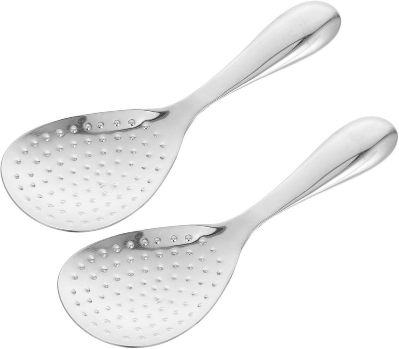 ABOOFAN 2pcs Non Stick Rice Scoop Stainless Steel Rice Ladle for Household Use Smooth Polished Food Scoop Spoon Meal Serving Utensils - Image 1