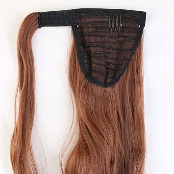 SEGO Wrap Around Ponytail Clip In Hair Extensions Curly Wavy One Piece Long Hairpiece For Women Light Auburn43CM90G - Image 3