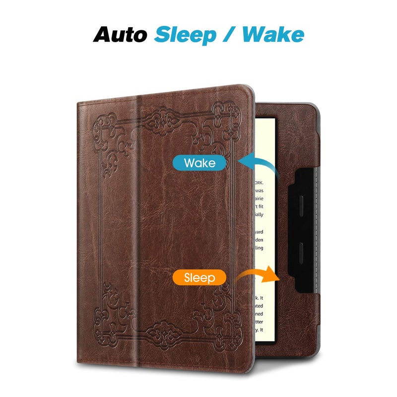 Fintie حافظة فنتي فولي لجميع إصدارات كيندل أوزيس الجديدة (الجيل العاشر، إصدار 2019 والجيل التاسع، إصدار 2017) - غلاف رفيع من جلد PU الفاخر مع ميزة الاستيقاظ التلقائي والنوم، بني عتيق - Image 4