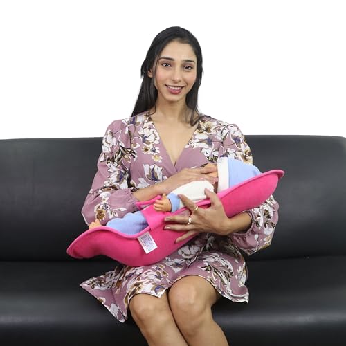HOOPA 2-in-1 Infant Carrier for Newborn (0–4 Months) | Reclined Carrying & Breastfeeding Support | Strong Back Support | Indoor & Outdoor Use | Feeding Pillow | Nursing pad | Strawberry - Image 3