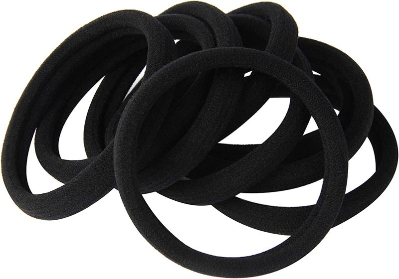 أربطة شعر سوداء كبيرة بدون seams عدد 20 للنساء والفتيات | أربطة شعر مرنة سميكة للشعر المجعد والطويل والناعم والسميك | حوامل ذيل حصان بدون ضرر لتصفيف يومي، وصالة رياضية، ورياضة، ومكتب، ومدرسة وسفر | ملحقات شعر متينة بكميات كبيرة - Image 4