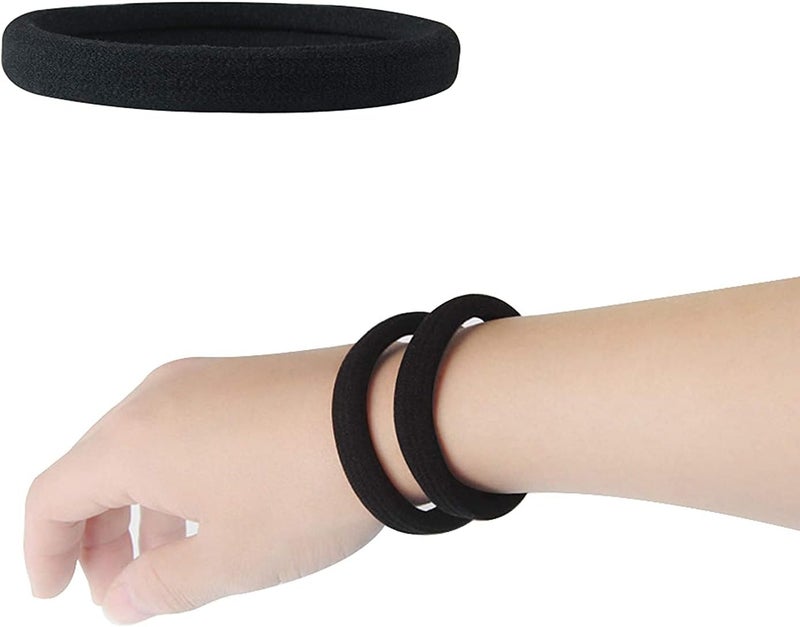 أربطة شعر سوداء كبيرة بدون seams عدد 20 للنساء والفتيات | أربطة شعر مرنة سميكة للشعر المجعد والطويل والناعم والسميك | حوامل ذيل حصان بدون ضرر لتصفيف يومي، وصالة رياضية، ورياضة، ومكتب، ومدرسة وسفر | ملحقات شعر متينة بكميات كبيرة - Image 5