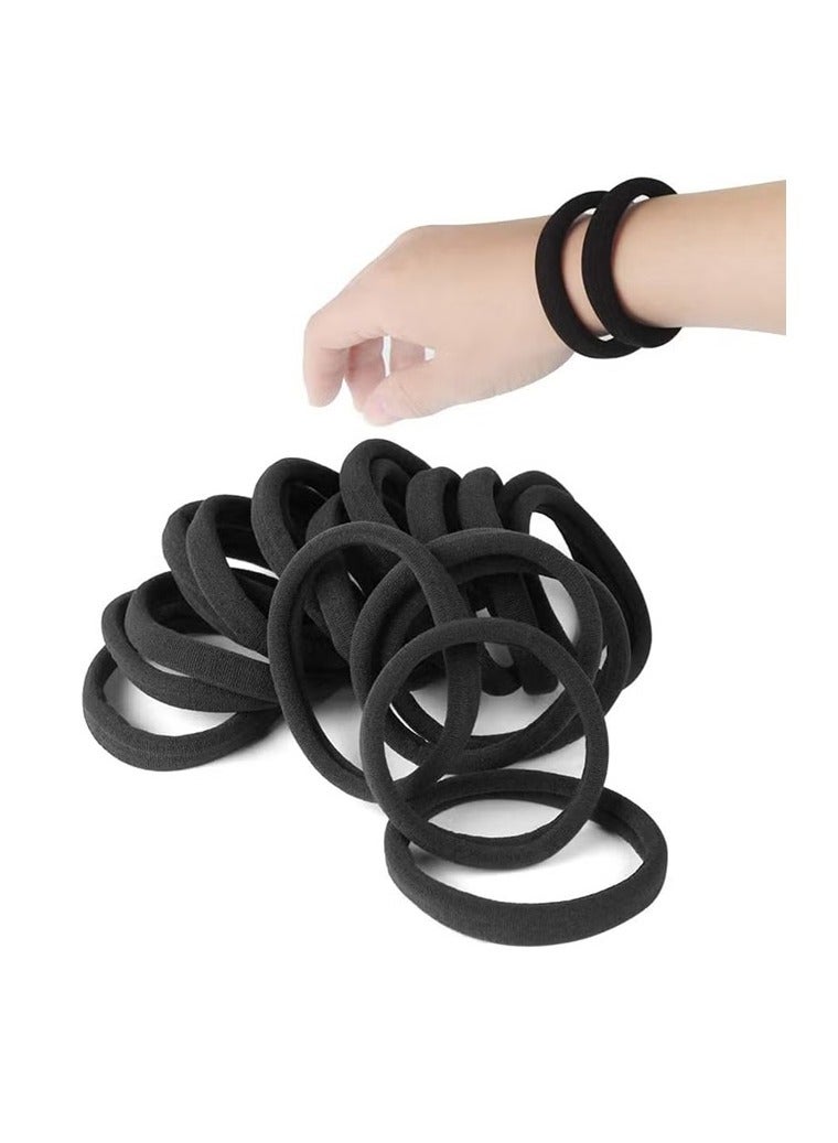 أربطة شعر سوداء كبيرة بدون seams عدد 20 للنساء والفتيات | أربطة شعر مرنة سميكة للشعر المجعد والطويل والناعم والسميك | حوامل ذيل حصان بدون ضرر لتصفيف يومي، وصالة رياضية، ورياضة، ومكتب، ومدرسة وسفر | ملحقات شعر متينة بكميات كبيرة - Image 1