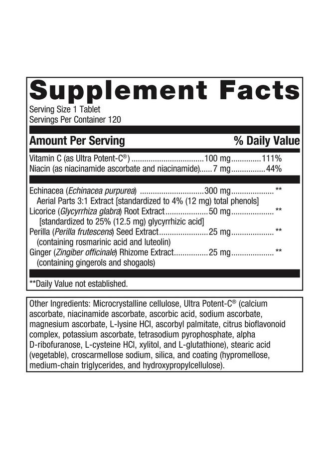 Metagenics Echinacea Synergy - Immune Support Supplement* - Supports Respiratory System* - Echinacea, Perilla Seed & Vitamin C - Non-GMO & Vegetarian - 120 Tablets - Image 2