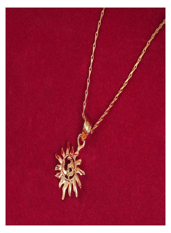 JFL - Jewellery for Less Gold Plated SUN/OM Pendant with Chain for Women & Girls- Valentine Latest Love,Valentine - Image 2