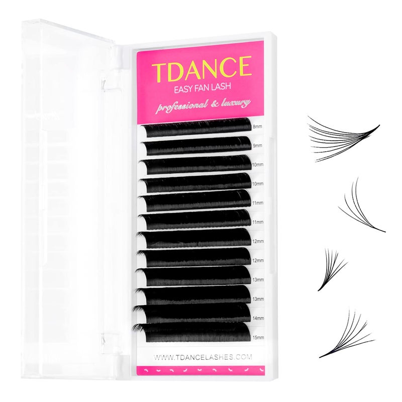 TDANCE Eyelash Extension Supplies Rapid Blooming Volume Eyelash Extensions Thickness 005 C Curl Mix 815mm Easy Fan Volume Lashes Self Fanning Individual Eyelashes Extension C005815mm