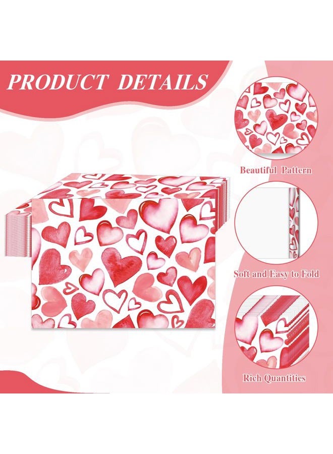 KOPOOEOE 50Pcs Valentine's Day Paper Placemats - Watercolor Red Pink Heart Design, Disposable Table Mats Valentine's Day Tableware Set for Wedding Anniversary Decor - Image 3