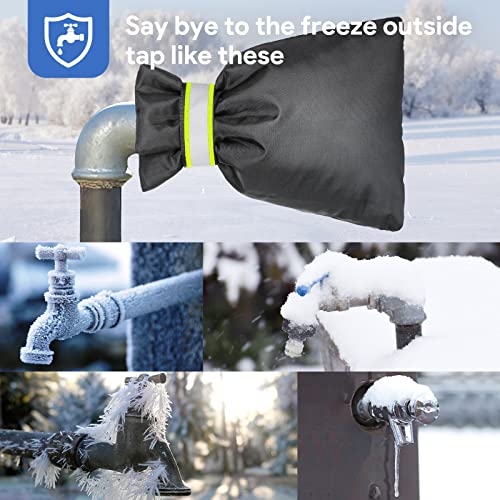 DELUX Outdoor Faucet Covers for Winter Freeze Protection, Hose Bib Covers for Winter 4 Pack, Outside Water Faucet Spigot Covers Winter Insulated 9.05" H X 6.89" W, Reusable Waterproof Faucet Sock - Image 5