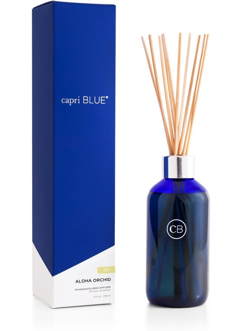 Capri Blue Aloha Orchid Reed Diffuser Set - Includes Reed Diffuser Sticks, Fragrance Oil, and Glass Bottle - Luxury Scented Room Fresheners - Cobalt Blue (8 fl oz) - Image 1