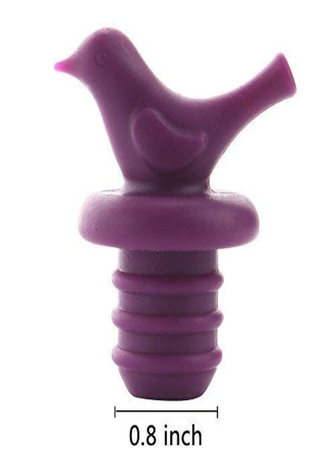 ScivoKaval Little Bird Silicone Wine Bottle Stopper Kit, Silicone Bottle Cork Set of 8, Assorted Color Green Blue Pink and Purple - Image 3