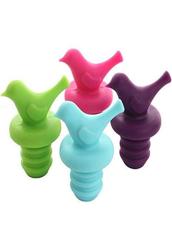 ScivoKaval Little Bird Silicone Wine Bottle Stopper Kit, Silicone Bottle Cork Set of 8, Assorted Color Green Blue Pink and Purple - Image 2