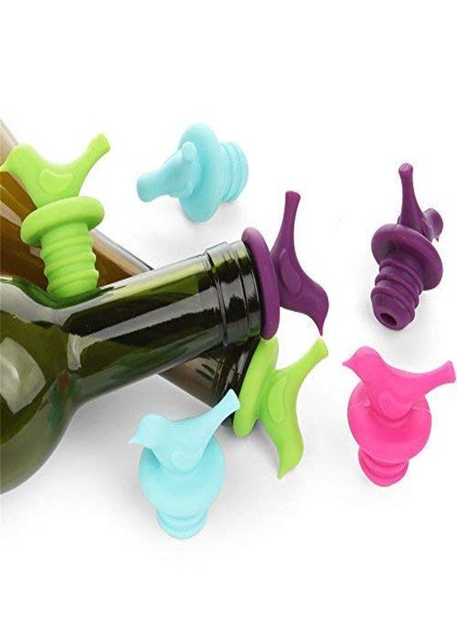 ScivoKaval Little Bird Silicone Wine Bottle Stopper Kit, Silicone Bottle Cork Set of 8, Assorted Color Green Blue Pink and Purple - Image 5