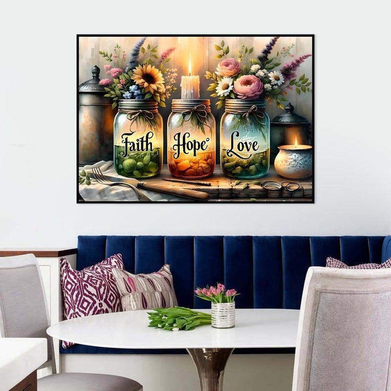Fotasmua 5D Diamond Painting Kits for Adults, Faith, Hope, Love Wishing Bottle Diamond Art kit for Adults Beginner, DIY Full Drill Diamond Dots with Diamond Gem Art and Crafts for Home Wall Decor 16 x 12 Inch - Image 2