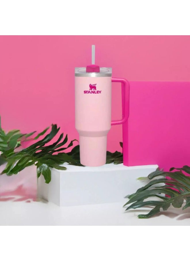 Stanley - The FlowState Quencher H2.0 Tumbler 40oz Flamingo Pink - All Day Hydration Suitable for Hot & Cold Beverages, Vacuum Insulated Stainless Steel - With Handle, Lid & Straw - Image 1