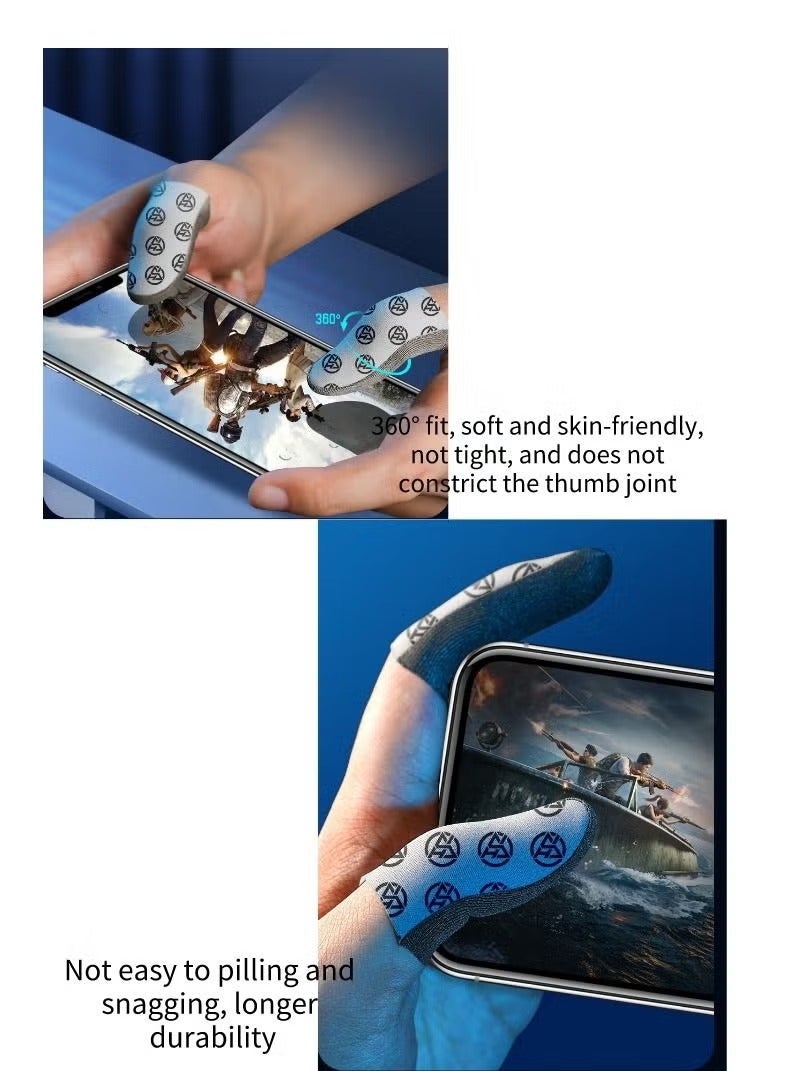 2-Pack of Silver Cloth Mobile Game Finger Cots Extremely Thinmaterial Zero Contact Breathable Extremely Sensitive With Storage Box - Image 2