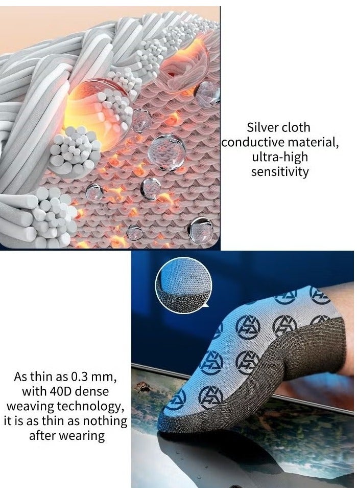 2-Pack of Silver Cloth Mobile Game Finger Cots Extremely Thinmaterial Zero Contact Breathable Extremely Sensitive With Storage Box - Image 3