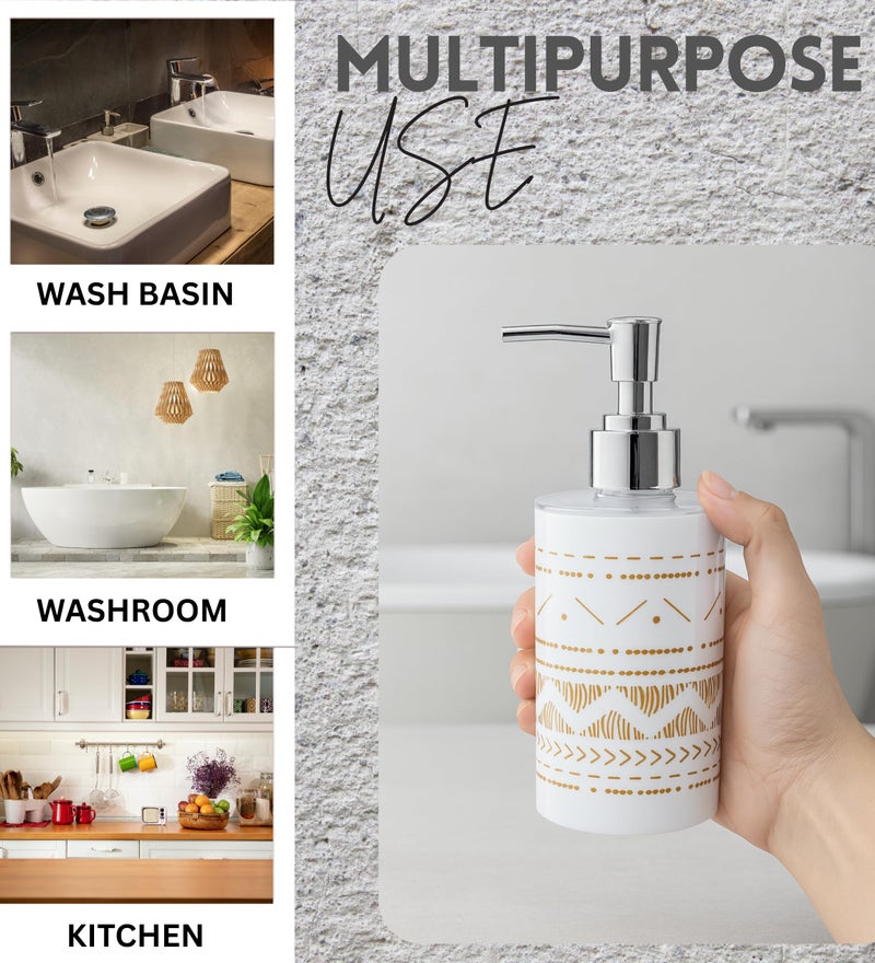 Emoh Roced Refillable Liquid Soap Dispenser – Unbreakable Plastic Pump Bottle for Handwash, Sanitizer, Lotion, or Shampoo | Reusable Bathroom & Kitchen Dispenser (250ml) (Glitter White, Pack of 1) - Image 2