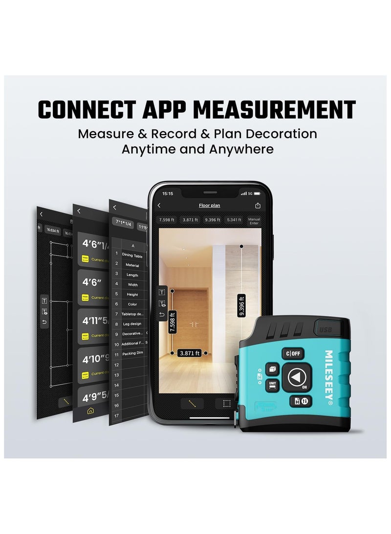 MILESEEY DT20 Bluetooth Laser Distance Meter 40M Digital Laser Rangefinder with LCD Display, High Precision Electronic Measuring Tool for Construction, Interior Design, Home Renovation, Engineering and Property Measurement - Image 2