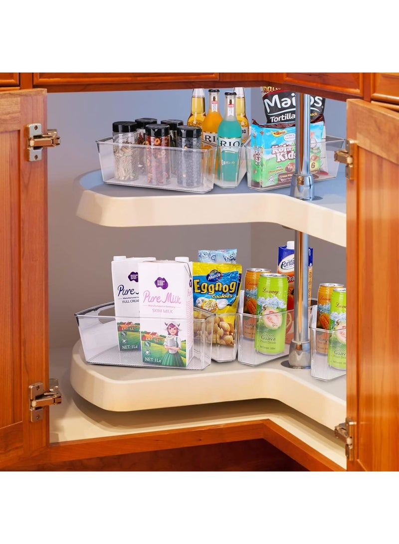 SOLARAE حاويات تنظيم خزانة الزاوية، عبوة 2 حاويات تنظيم خزانة الزاوية، حاويات تخزين خزانة المطبخ البلاستيكية، حاوية خزانة الزاوية الشفافة مع مقبض، 1/8 ويدج-4 بوصة عمق - Image 5