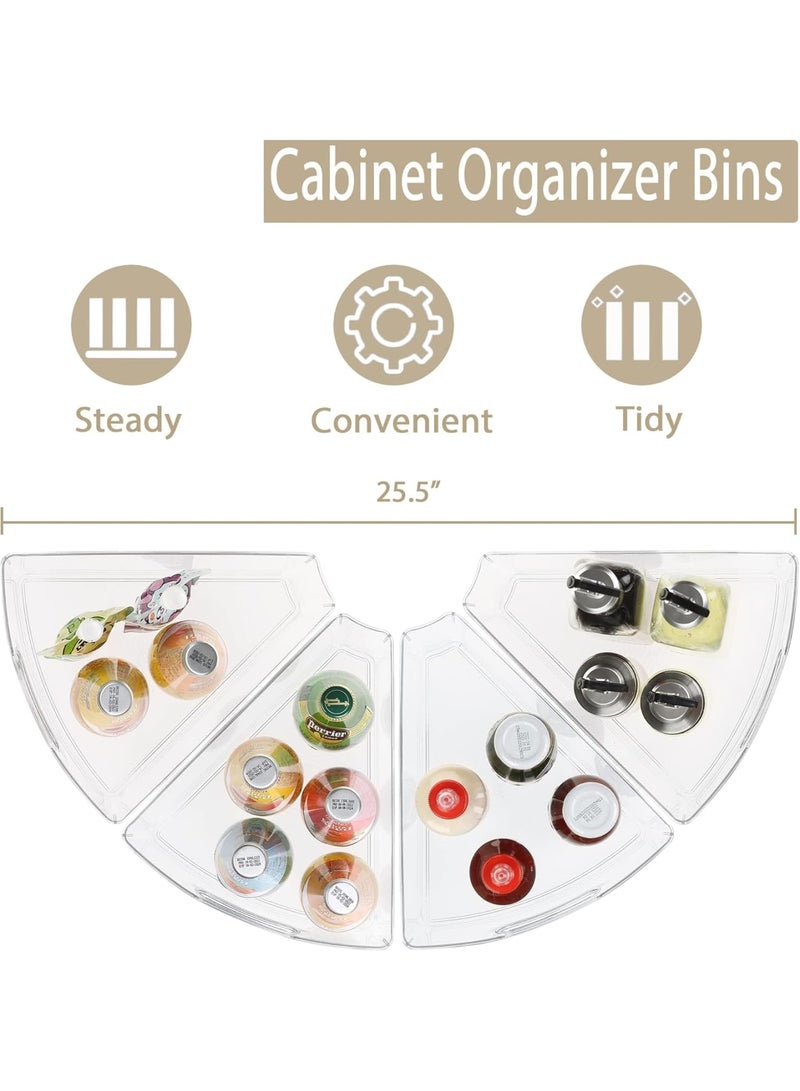 SOLARAE حاويات تنظيم خزانة الزاوية، عبوة 2 حاويات تنظيم خزانة الزاوية، حاويات تخزين خزانة المطبخ البلاستيكية، حاوية خزانة الزاوية الشفافة مع مقبض، 1/8 ويدج-4 بوصة عمق - Image 2