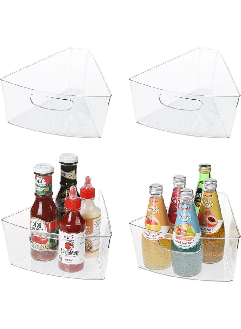 SOLARAE حاويات تنظيم خزانة الزاوية، عبوة 2 حاويات تنظيم خزانة الزاوية، حاويات تخزين خزانة المطبخ البلاستيكية، حاوية خزانة الزاوية الشفافة مع مقبض، 1/8 ويدج-4 بوصة عمق - Image 1