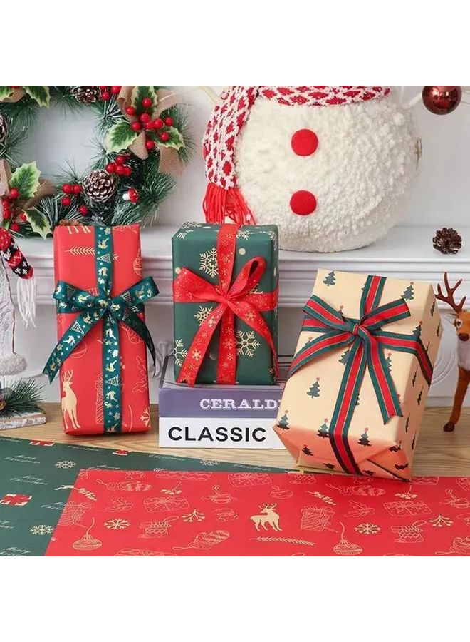 Vintage Kraft Christmas Wrapping Paper 7PCS Seven Color Mix And Match - Image 5