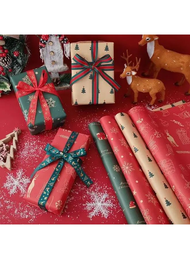 Vintage Kraft Christmas Wrapping Paper 7PCS Seven Color Mix And Match - Image 3