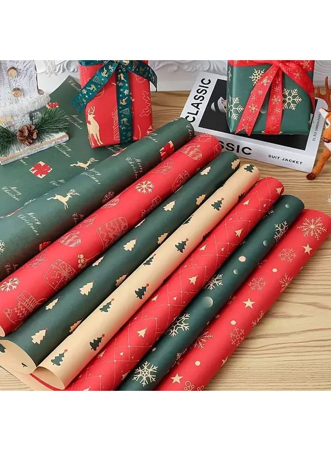 Vintage Kraft Christmas Wrapping Paper 7PCS Seven Color Mix And Match - Image 2