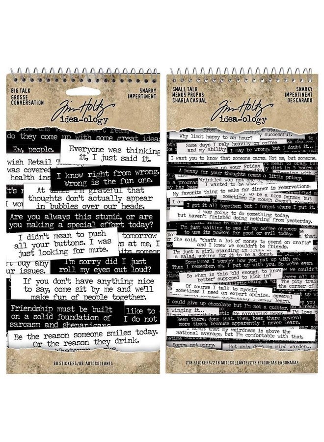Tim Holtz - Small Talk, Snarky & Big Talk, Snarky - Idea-Ology Spiral Bound Sticker Books - 2 Books - Image 1