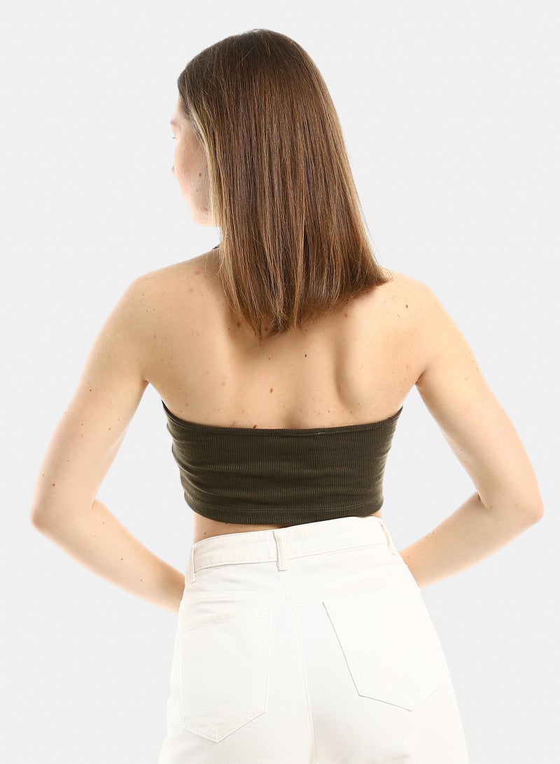 belle Halter Ribbed Slip On Crop Top - Image 3