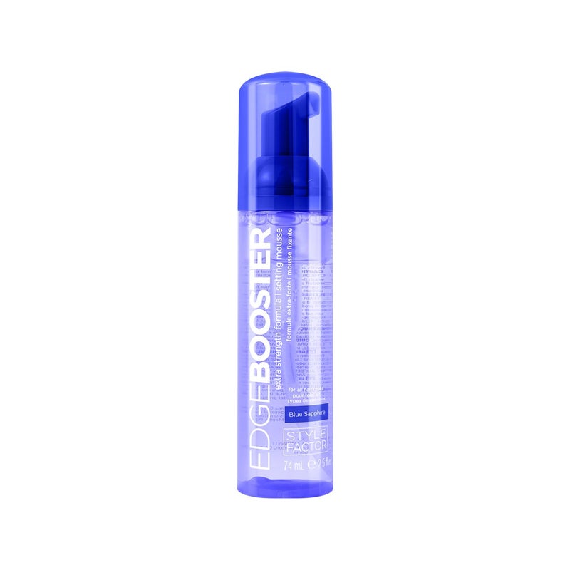 Style Factor EDGE BOOSTER Extra Strength Setting Mousse Travel Size â€“ Frizz Control, Extra Volume, and Conditioning â€“ 2.5oz Blue Sapphire Mousse for Curly Hair - Image 1