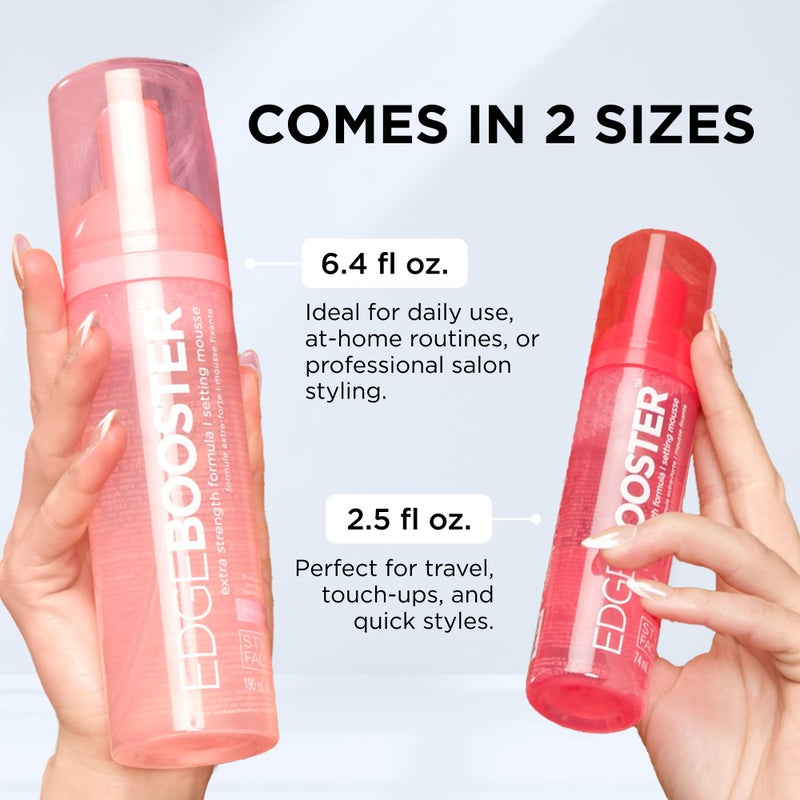 Style Factor EDGE BOOSTER Extra Strength Setting Mousse Travel Size â€“ Frizz Control, Extra Volume, and Conditioning â€“ 2.5oz Blue Sapphire Mousse for Curly Hair - Image 4