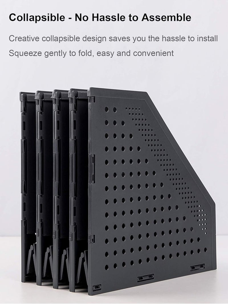 Leven Collapsible Magazine File Holder/Desk Organizer for Office Organization and Storage with 4 Vertical Compartments - Image 3