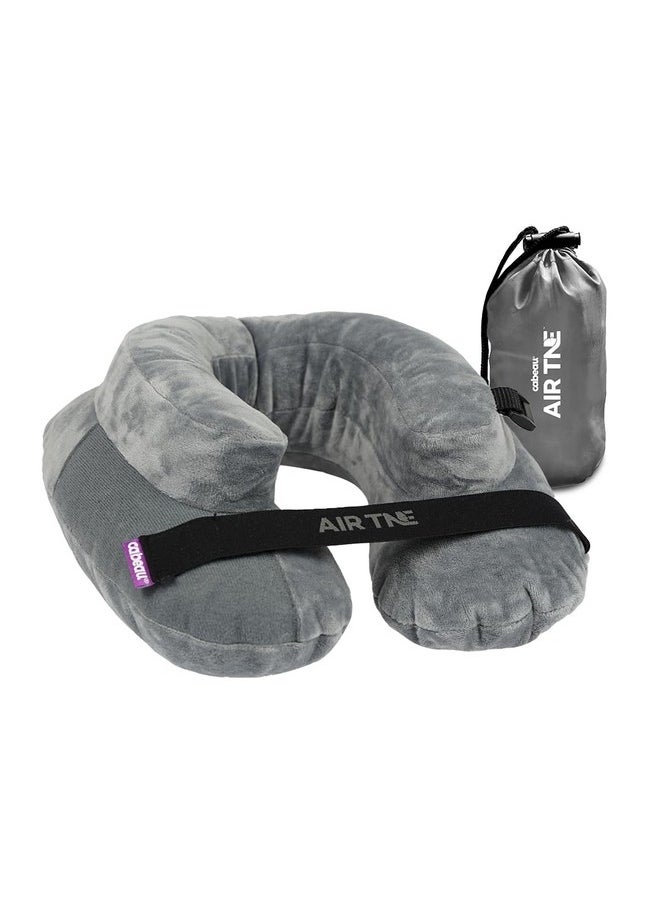 Cabeau Inflatable Travel Pillow - Air TNE - Adjustable, Lightweight, and Supportive for Sleeping on Airplanes, Trains, and Cars- Customized Fit and Compact Carrying Case (Slate Grey)